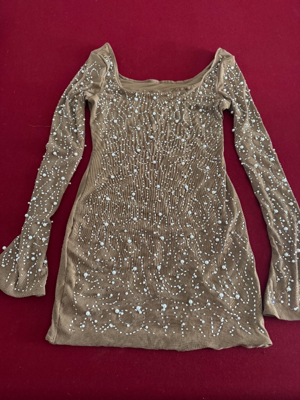 Nude rhinestone and Pearl, beautiful dress new with tags